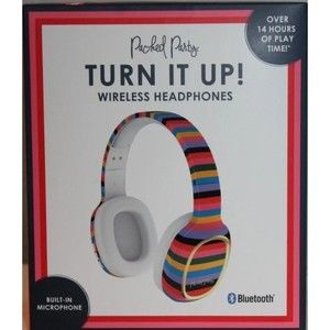 Packed Party Striped Bluetooth Wireless Headphones With Microphone New